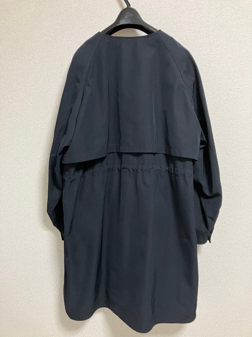 23区L 44【洗える】ライトツイル ノーカラーコート ネイビー