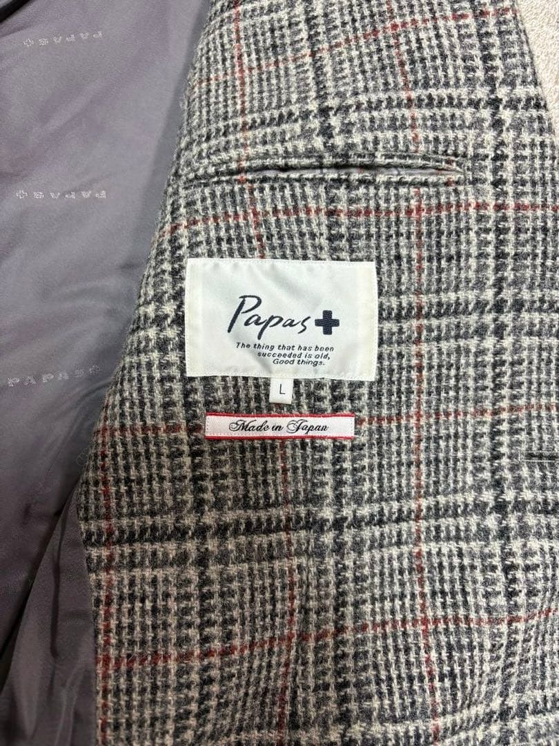 Papas+ テーラードジャケット ツイードコート ハリスツイード 千鳥格子
