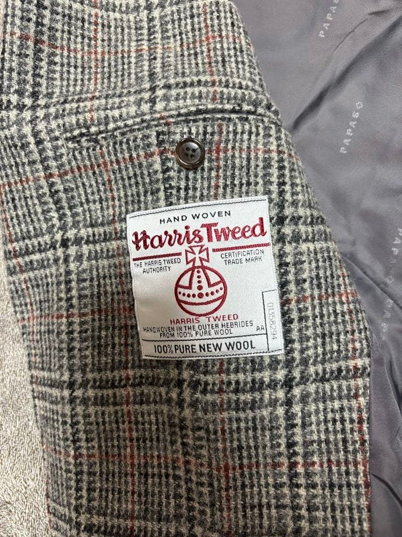 Papas+ テーラードジャケット ツイードコート ハリスツイード 千鳥格子
