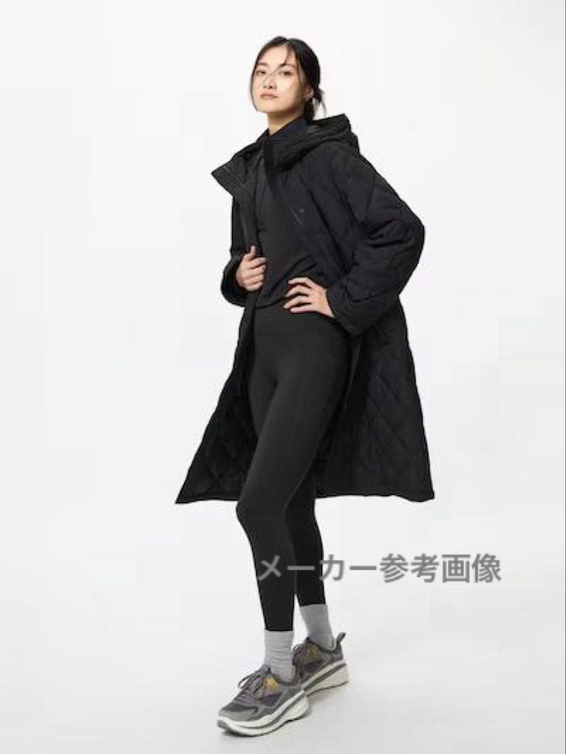 ユニクロ パフテックロングコートリラックスフィット（L）黒 ブラック