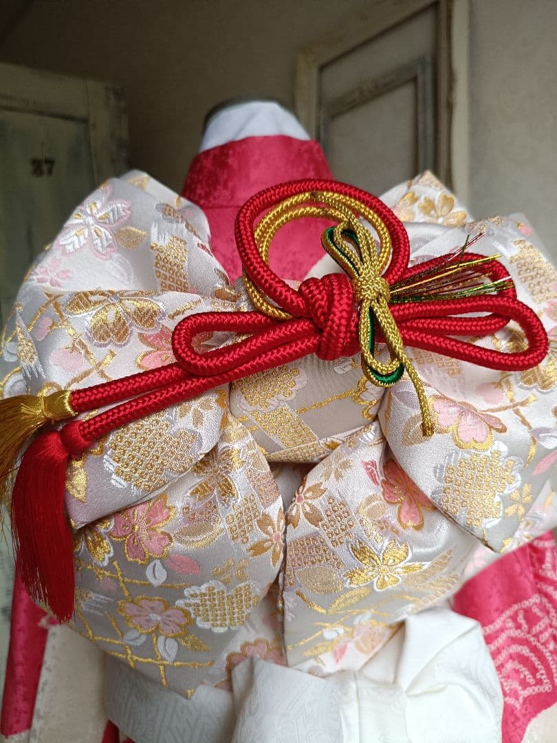 専用です☆上質☆正絹☆ピンク系の着物と白の作り帯☆七五三セット