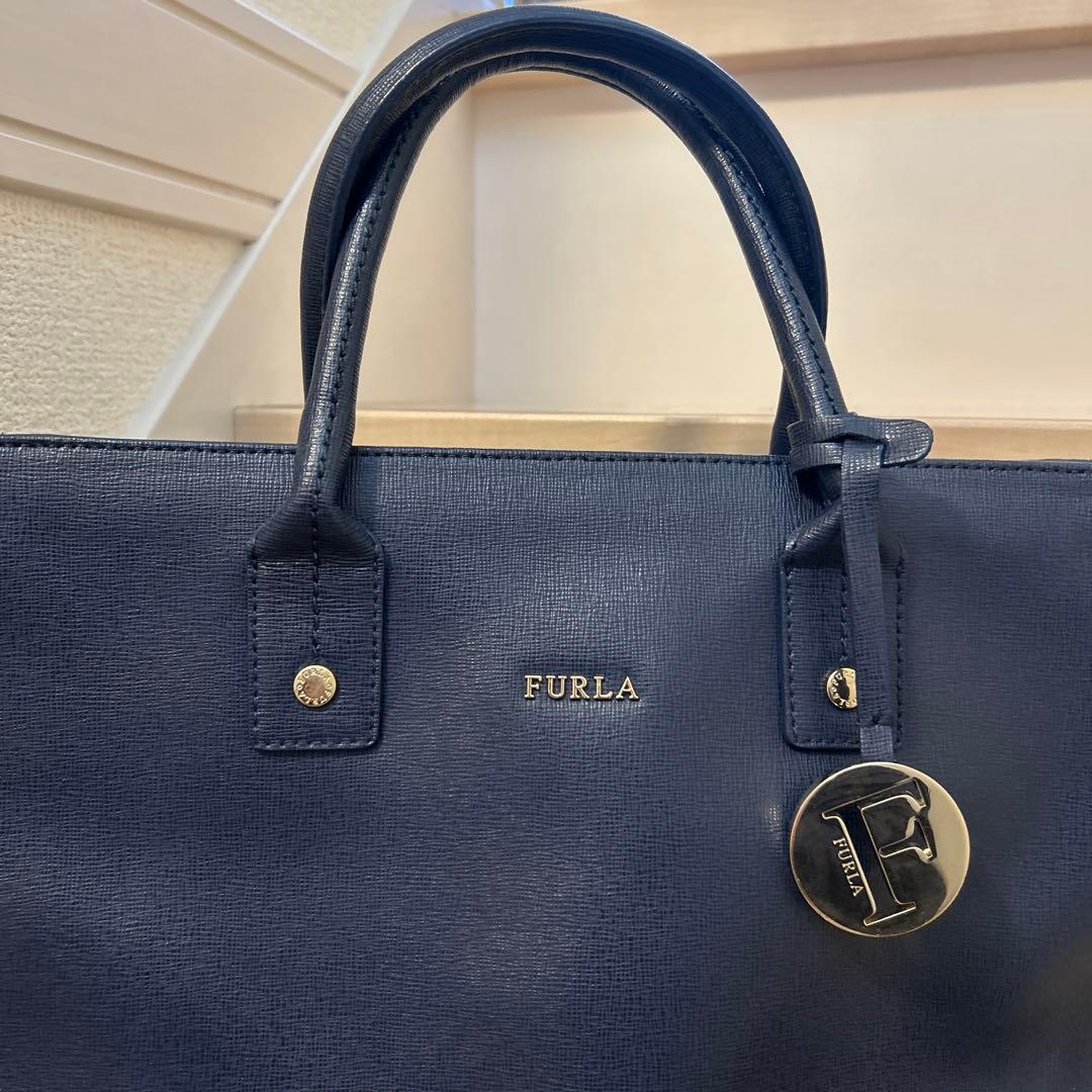 フルラ　超美品　トートバッグ　ショルダーバッグ　ネイビー　卒業式　卒園式　入学式