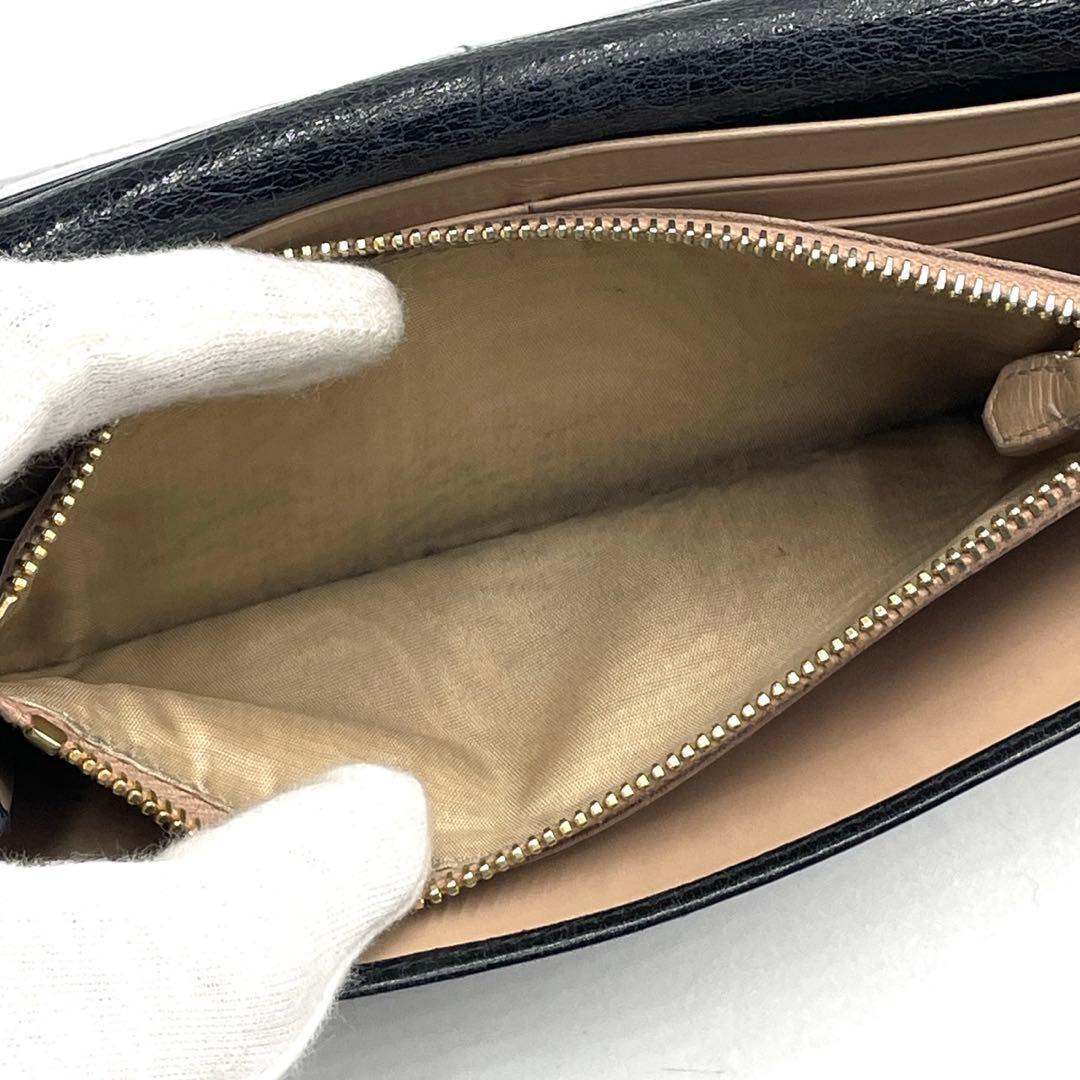 極美品● PRADA プラダ 長財布 二つ折り シワ加工 ブラック レザー