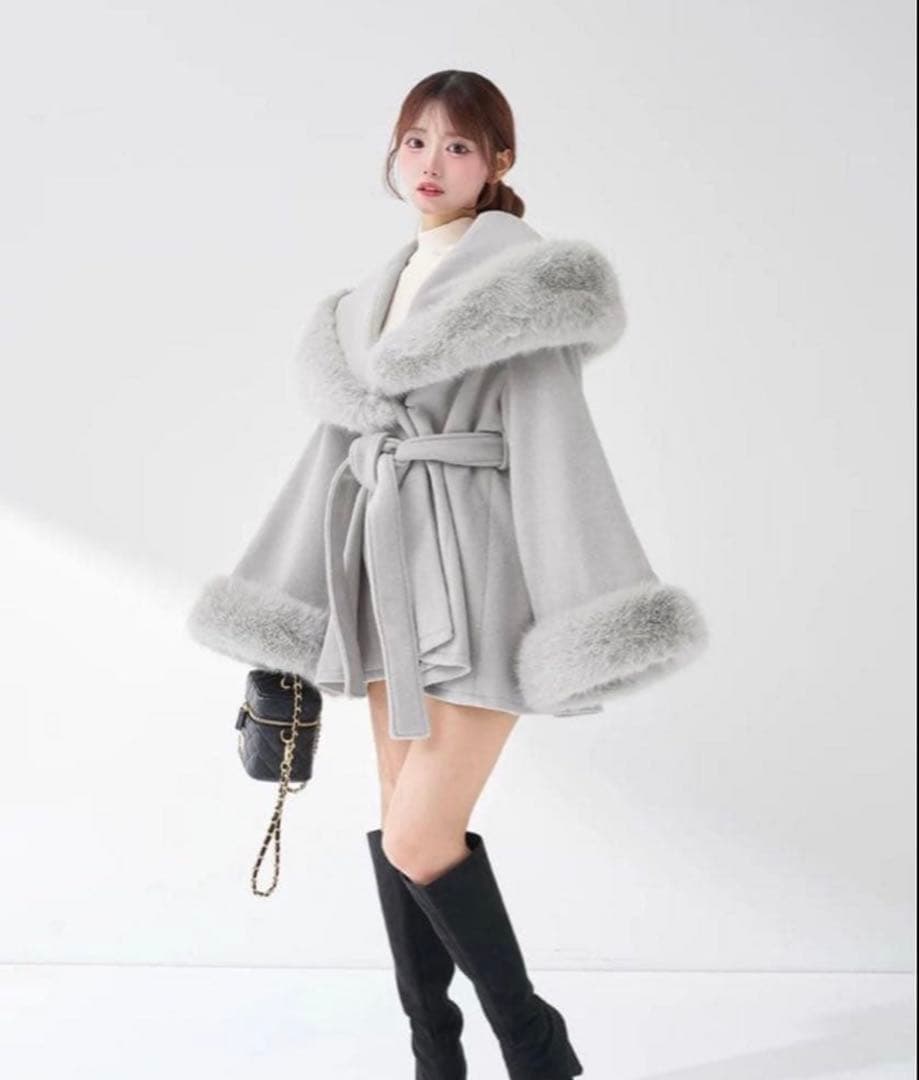 み*わ様 Darich ウエストベルトプリンセスラインコート GRY