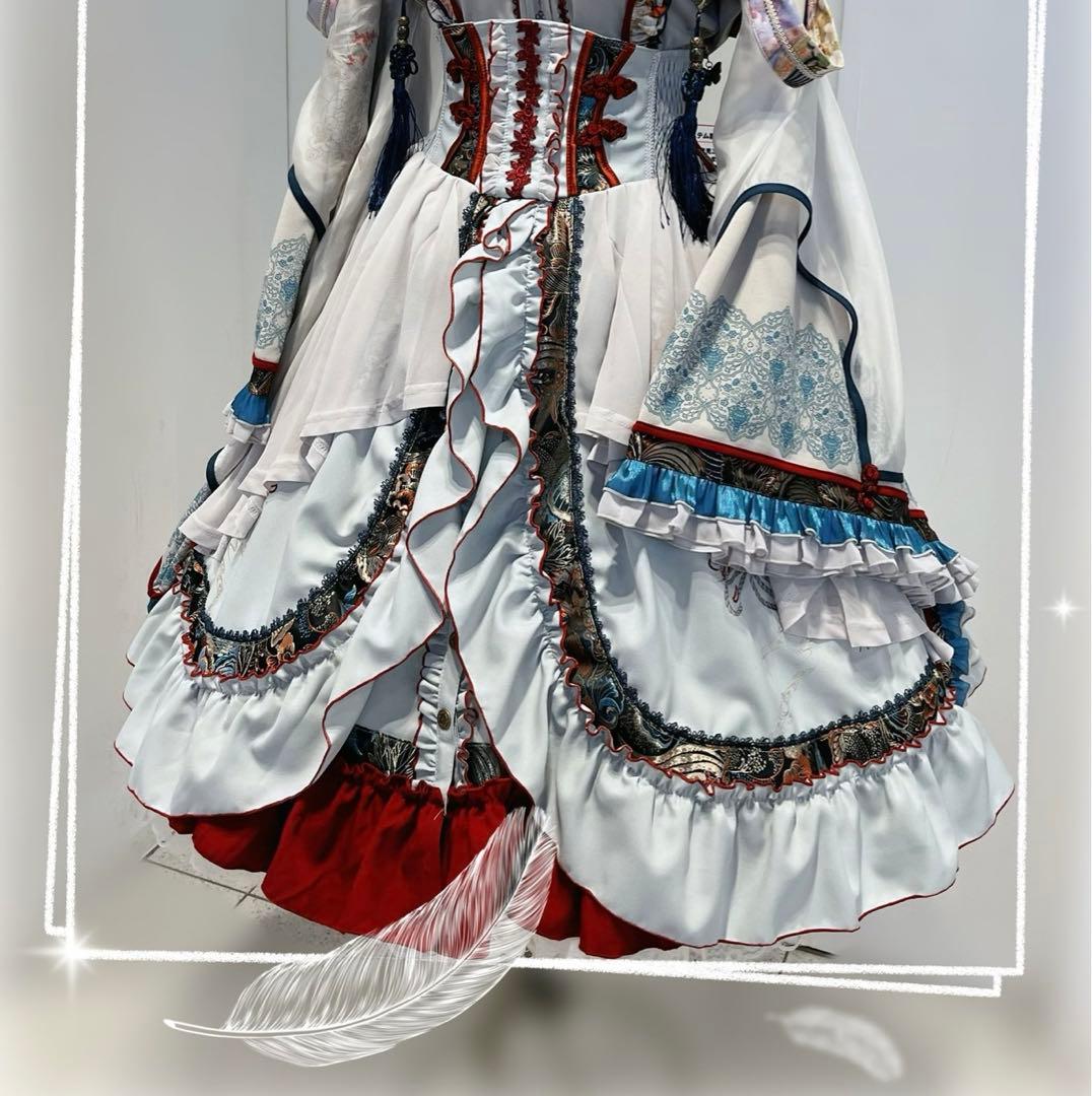 香*様 新品〜春うらら〜　チャイナスカート 水色(グレー)赤　　オッズオン