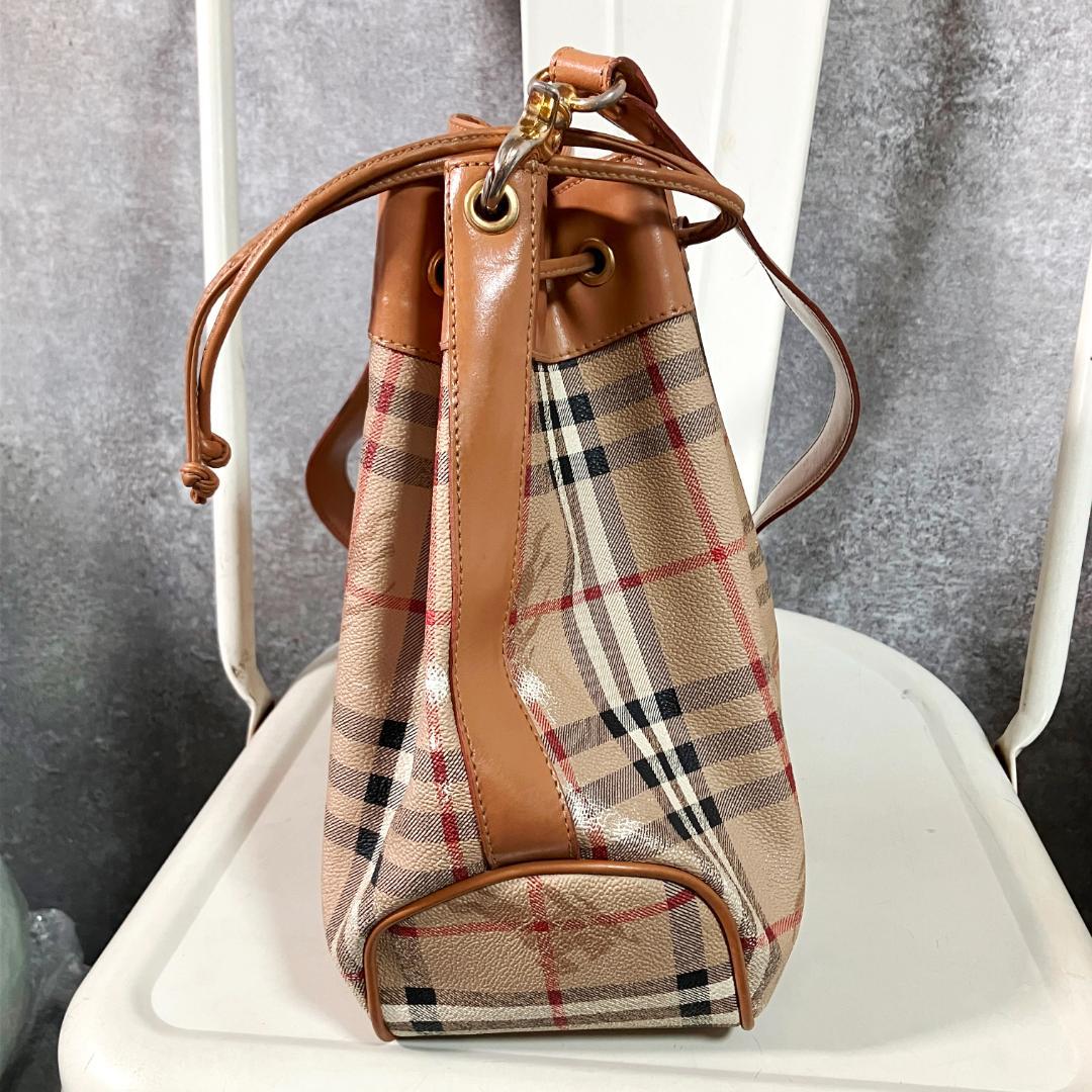 Burberrys ショルダーバッグ　巾着　ヴィンテージ ブラウン　ノバチェック
