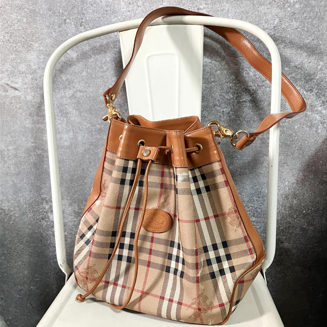 Burberrys ショルダーバッグ　巾着　ヴィンテージ ブラウン　ノバチェック