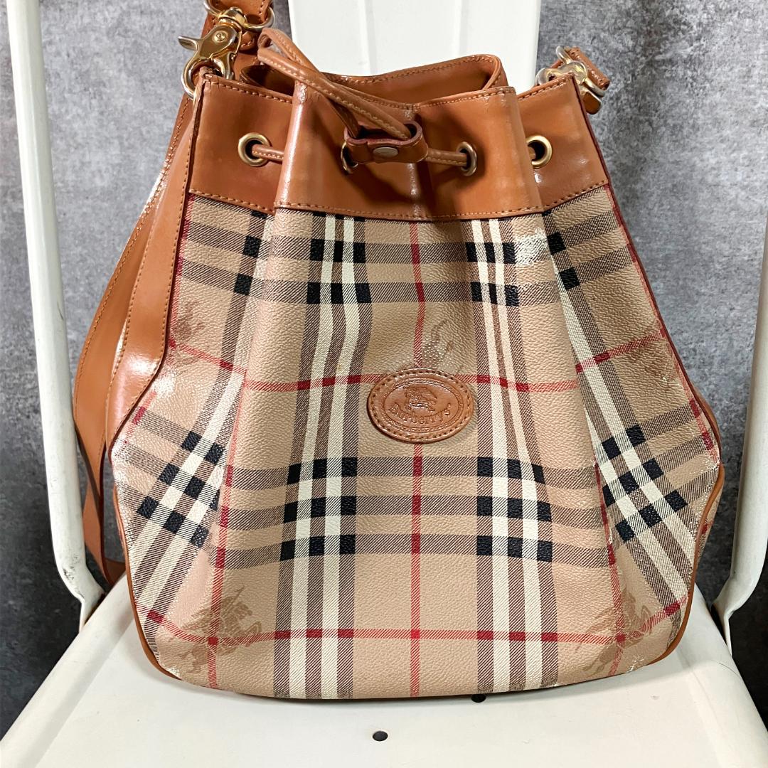 Burberrys ショルダーバッグ　巾着　ヴィンテージ ブラウン　ノバチェック
