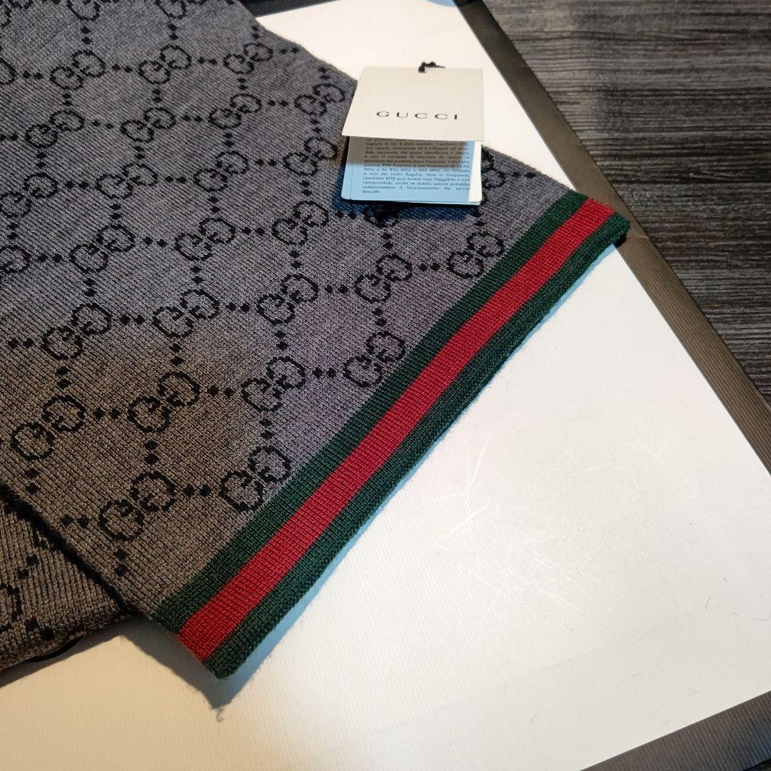 ❤極美品箱付き❤GUCCI マフラー ストール スカーフ❤黒&グレー❤