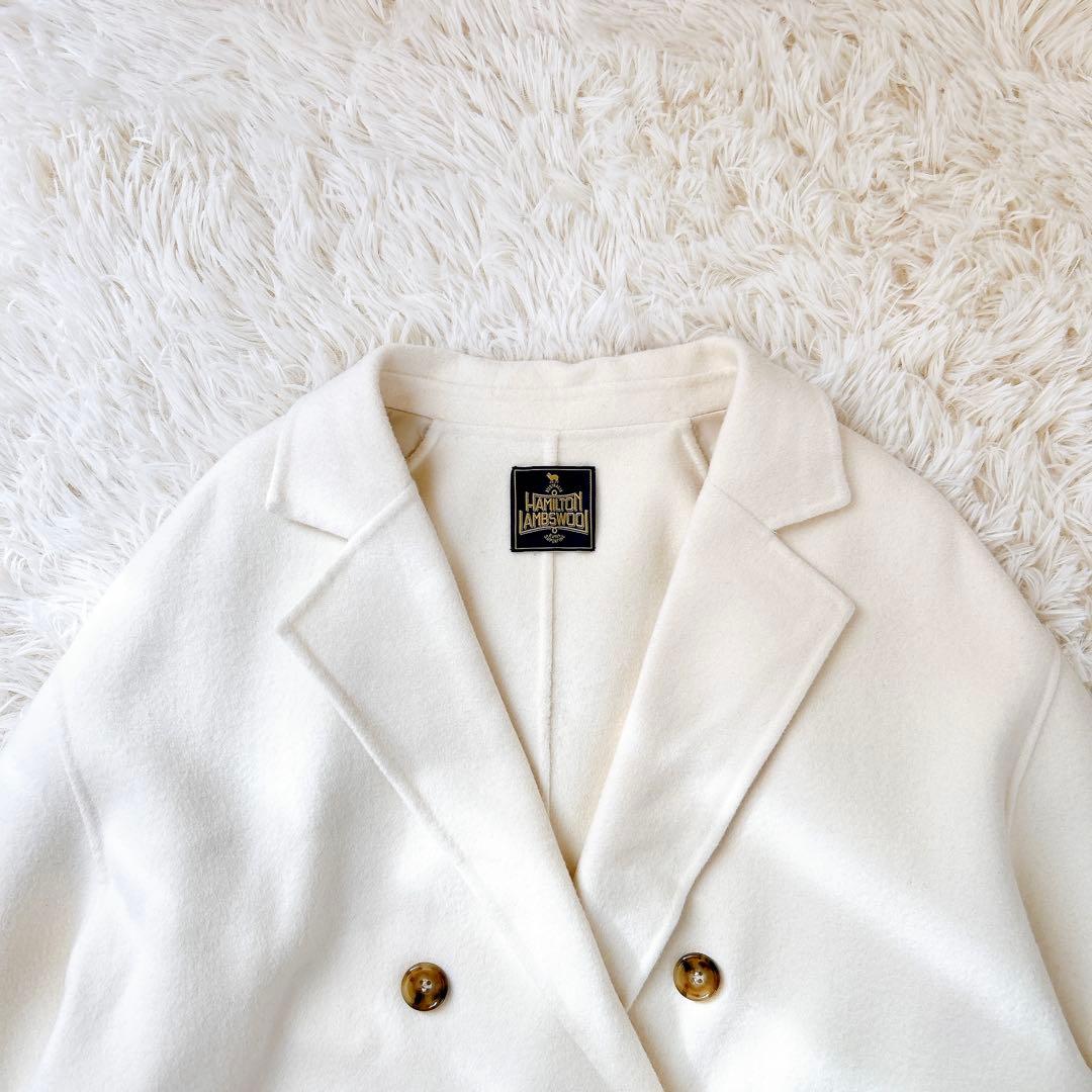 極美品✨シップス ハミルトンウール ダブル テーラードリバーコート ホワイト　M