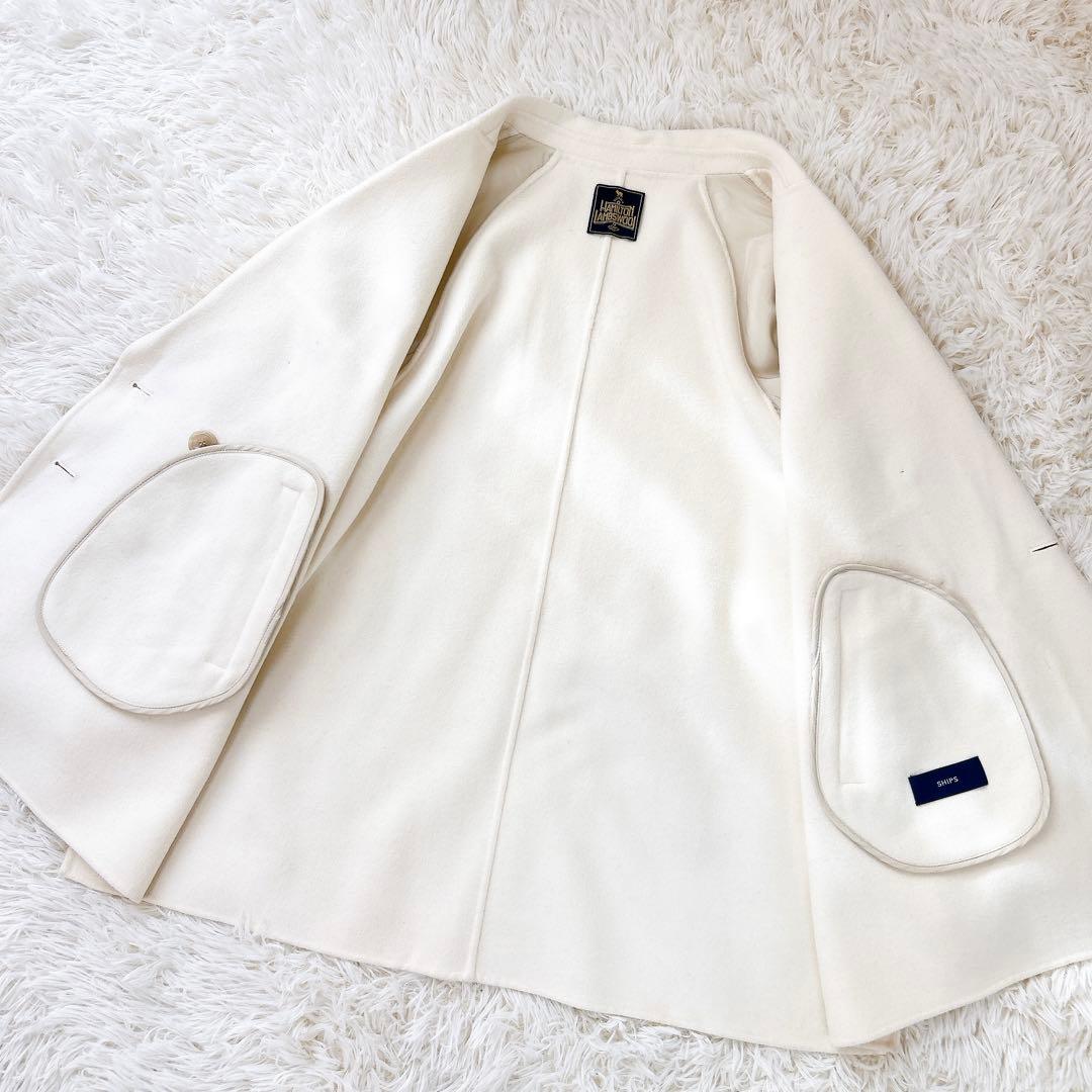 極美品✨シップス ハミルトンウール ダブル テーラードリバーコート ホワイト　M