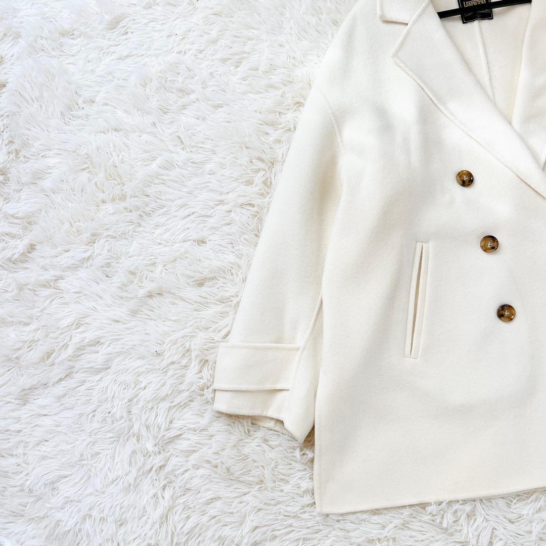 極美品✨シップス ハミルトンウール ダブル テーラードリバーコート ホワイト　M