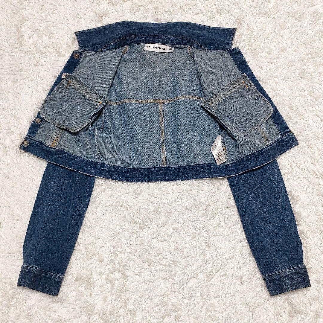 セルフポートレート クロップドデニムジャケット　ディアマンテボタン