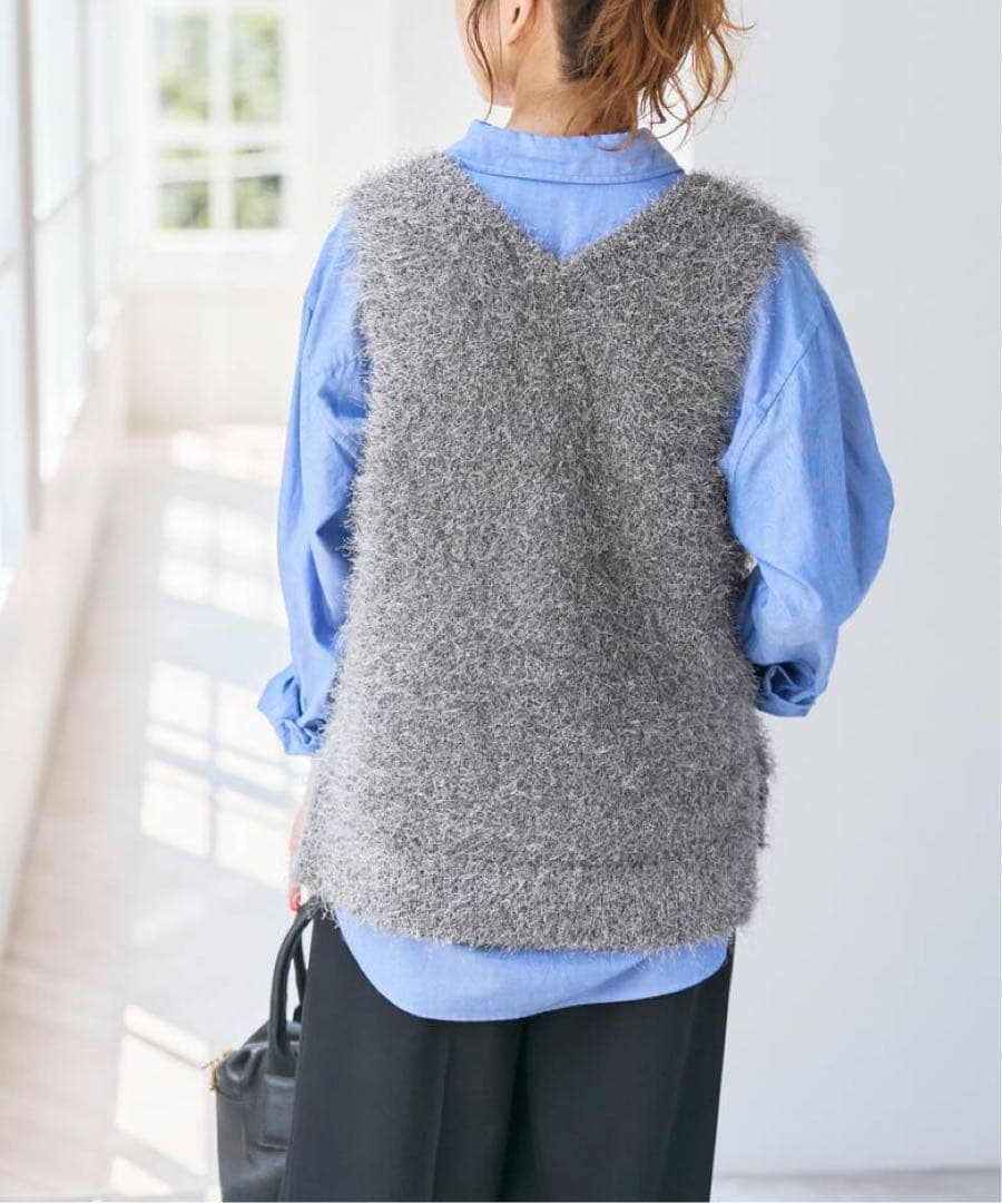 スピックアンドスパン　シャギーベスト　グレー　お値下げ中！