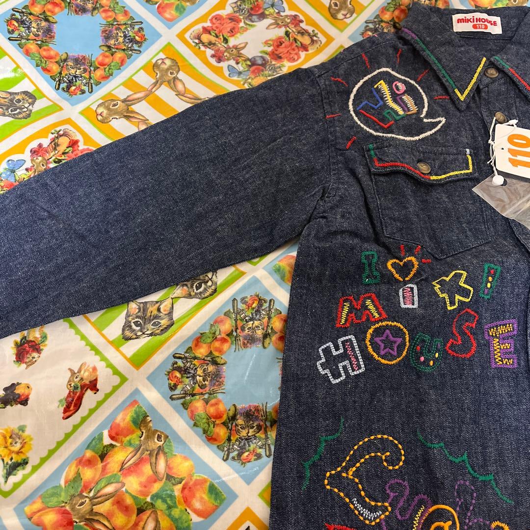 ミキハウス FUNKY 刺繍デニムジャケット 110cm 日本製 バッジ付き