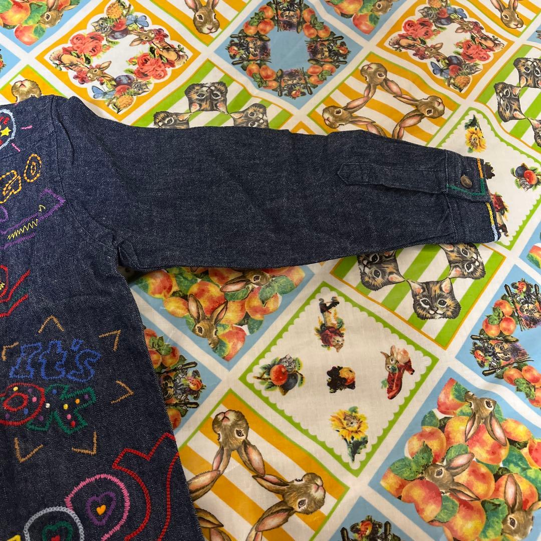 ミキハウス FUNKY 刺繍デニムジャケット 110cm 日本製 バッジ付き