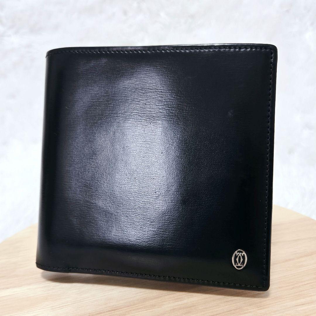 Cartier カルティエ ケース付き 二つ折り財布 ブラック レザー