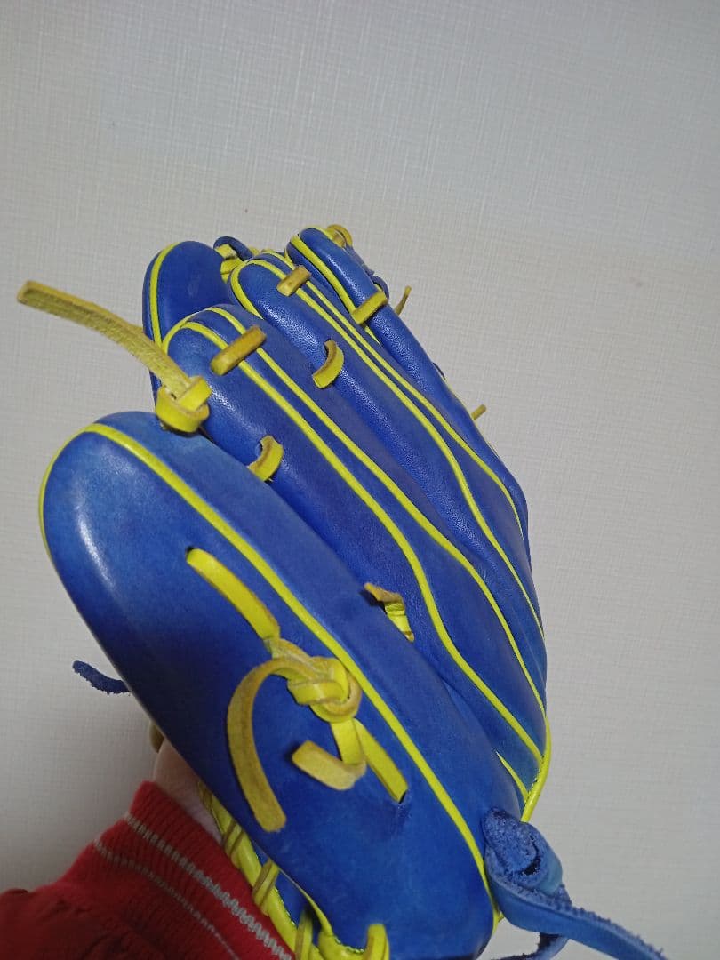 asics　内野用 軟式グローブ 青/黄色