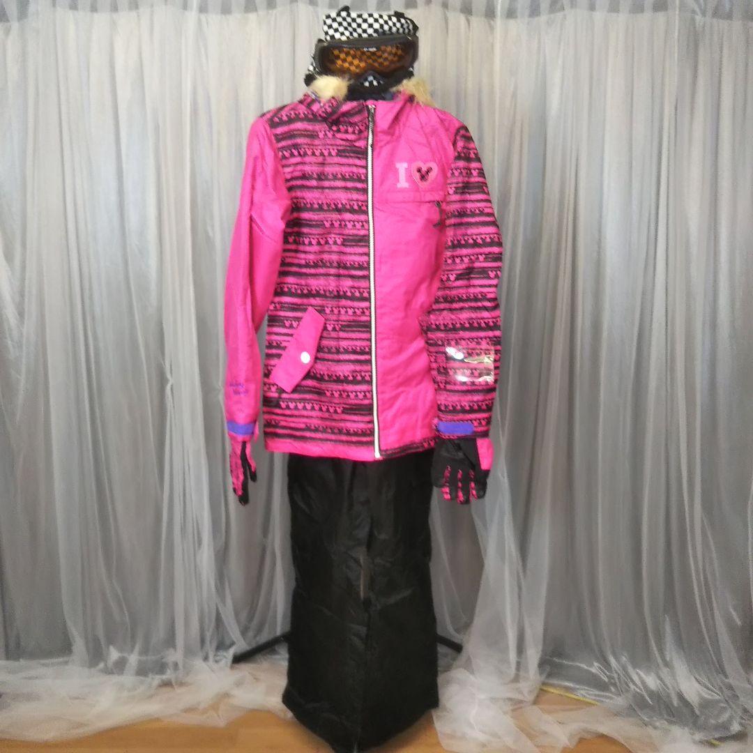【着用一回】IGNIO×ディズニー スキーウェア 豪華フルセット ピンク M