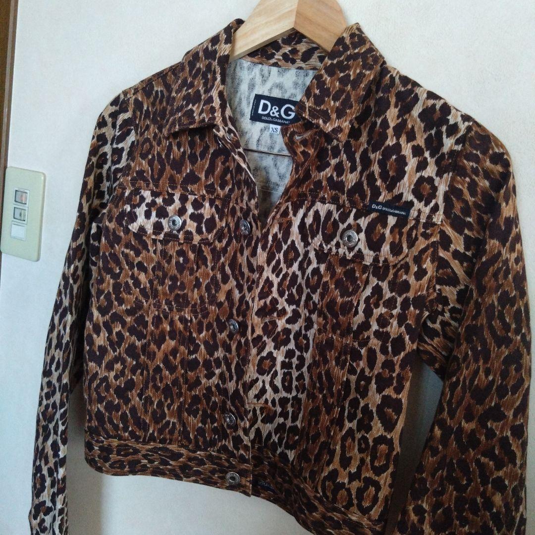 D&G ドルガバ ヒョウ柄 デニム　ジャケット Gジャン XS　ロゴ