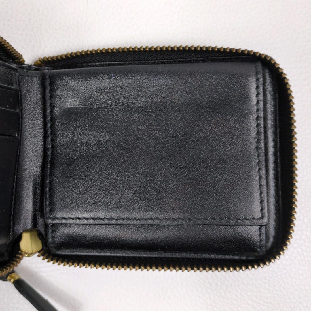 コムデギャルソン ラウンドジップ ファスナー 二つ折り財布 ブラック