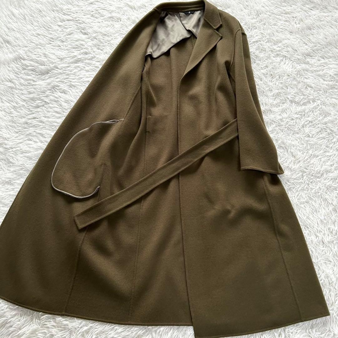 【美品】ランバンコレクション　ロングコート　カシミヤ混　マキシ丈　大きいサイズ