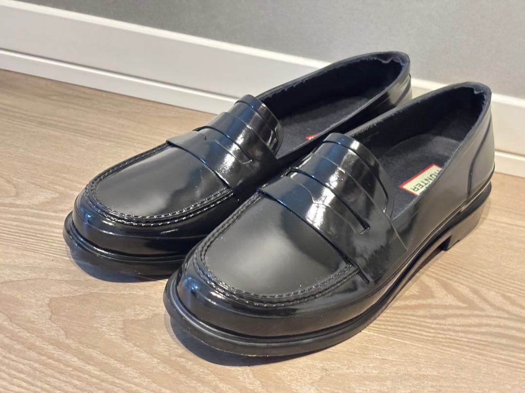 美品 HUNTERレインシューズ ローファー UK7 ※箱無し