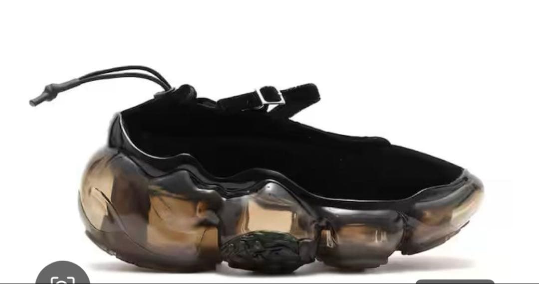 grounds ブラック ベルベット メリージェーン スニーカー