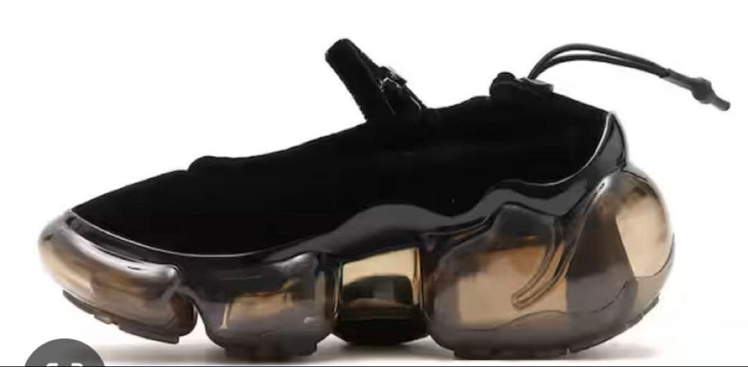 grounds ブラック ベルベット メリージェーン スニーカー