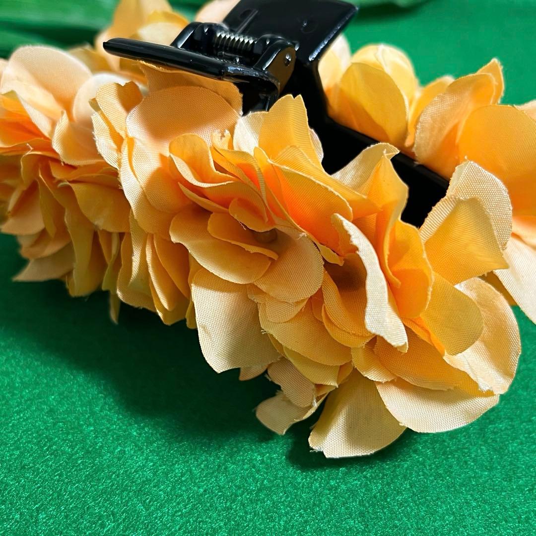 ❤️限定1点❤️ PEACH/ORANGE ❤️フラワーヘアクリップ【Lサイズ】フラ