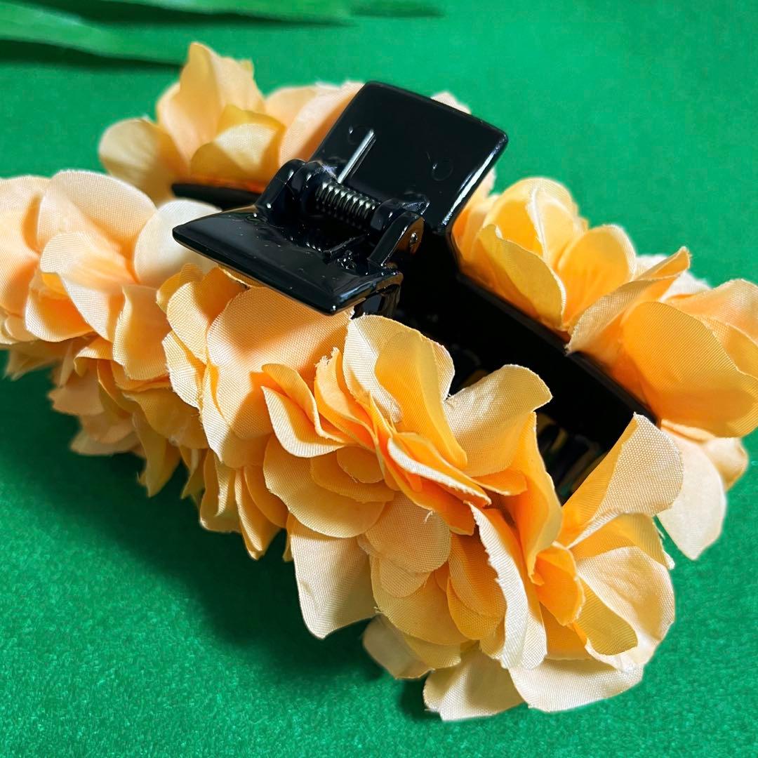 ❤️限定1点❤️ PEACH/ORANGE ❤️フラワーヘアクリップ【Lサイズ】フラ