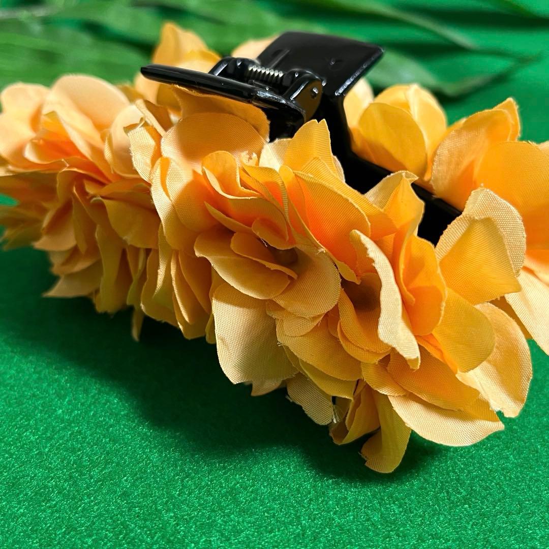 ❤️限定1点❤️ PEACH/ORANGE ❤️フラワーヘアクリップ【Lサイズ】フラ
