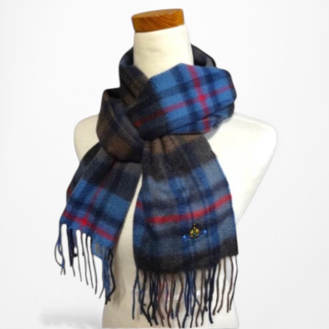 新品 Vivienne Westwood カシミヤ100% チェック柄マフラー