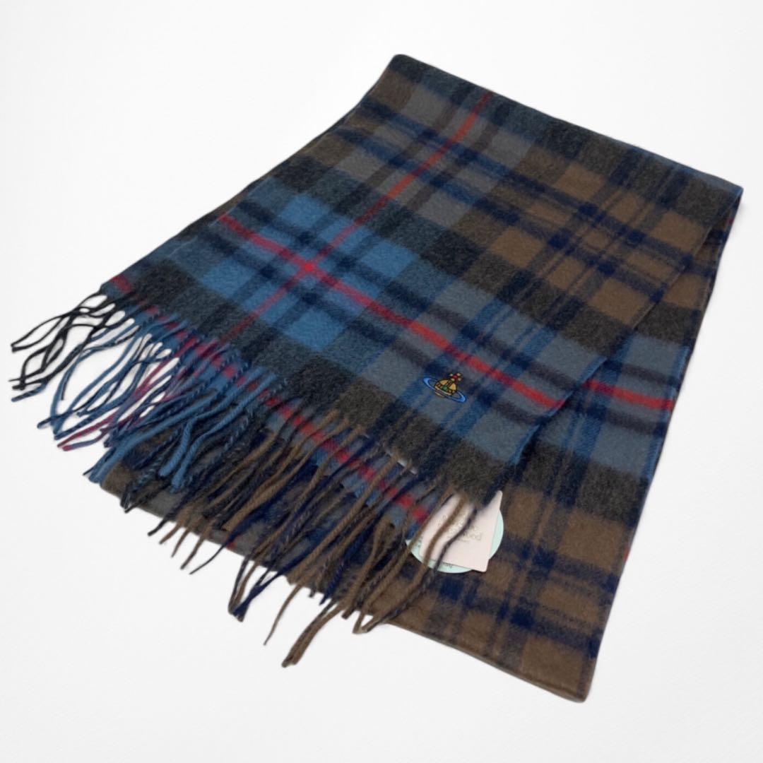 新品 Vivienne Westwood カシミヤ100% チェック柄マフラー
