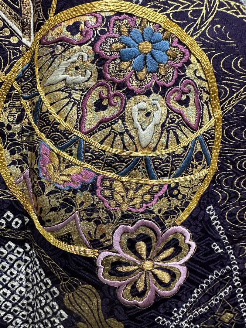 本加工総絞り 刺繍くすみカラー 薄グレー地 振袖 袋帯 フルセット