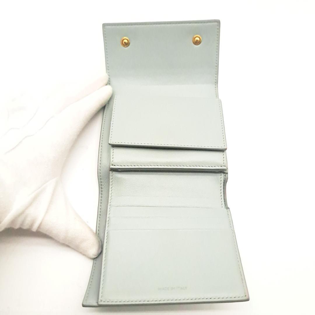CELINE セリーヌトリオンフ エンボス 三つ折り財布 グレー レザー