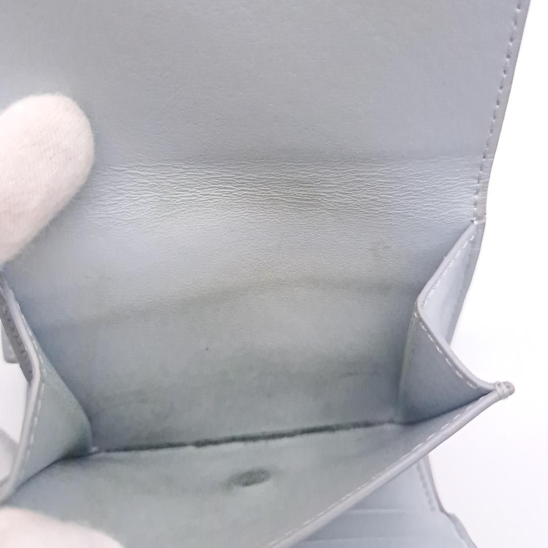 CELINE セリーヌトリオンフ エンボス 三つ折り財布 グレー レザー