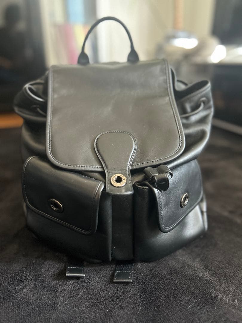 【coach】　ブラックレザーリュック