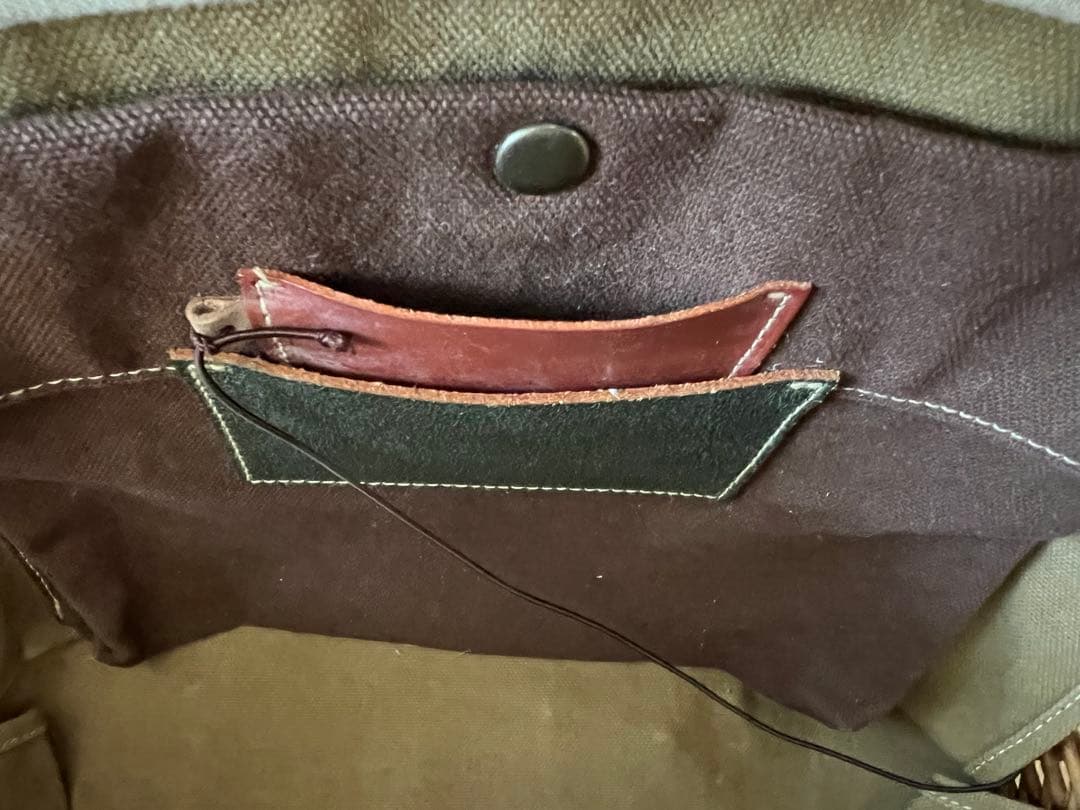 ebagos エバゴス 紅籐カゴ リネンかぶせ布付 小型鏡付 美品 専用保管袋付