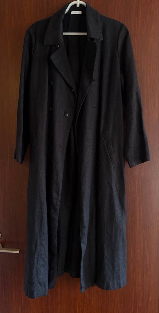 fog linen work フェイコート リネンロングコート 黒
