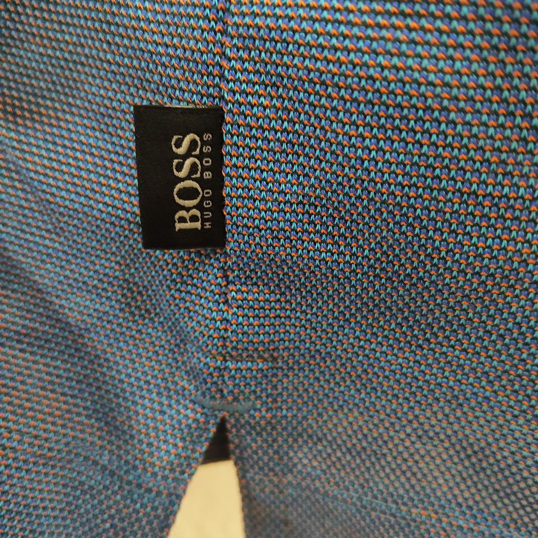 新品未使用タグ付 HUGO BOSS ポロシャツ ブルー/オレンジ色調交差