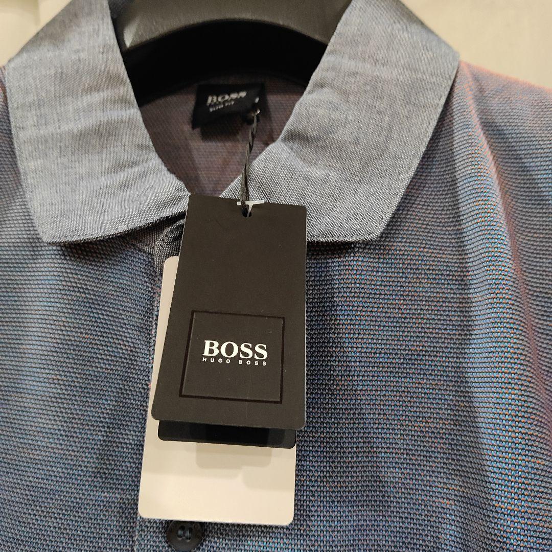 新品未使用タグ付 HUGO BOSS ポロシャツ ブルー/オレンジ色調交差