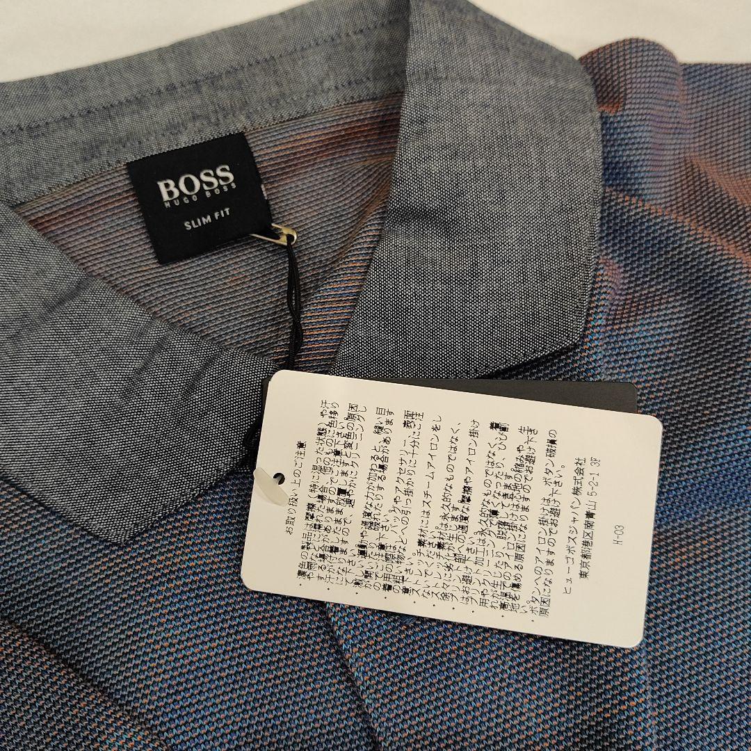新品未使用タグ付 HUGO BOSS ポロシャツ ブルー/オレンジ色調交差