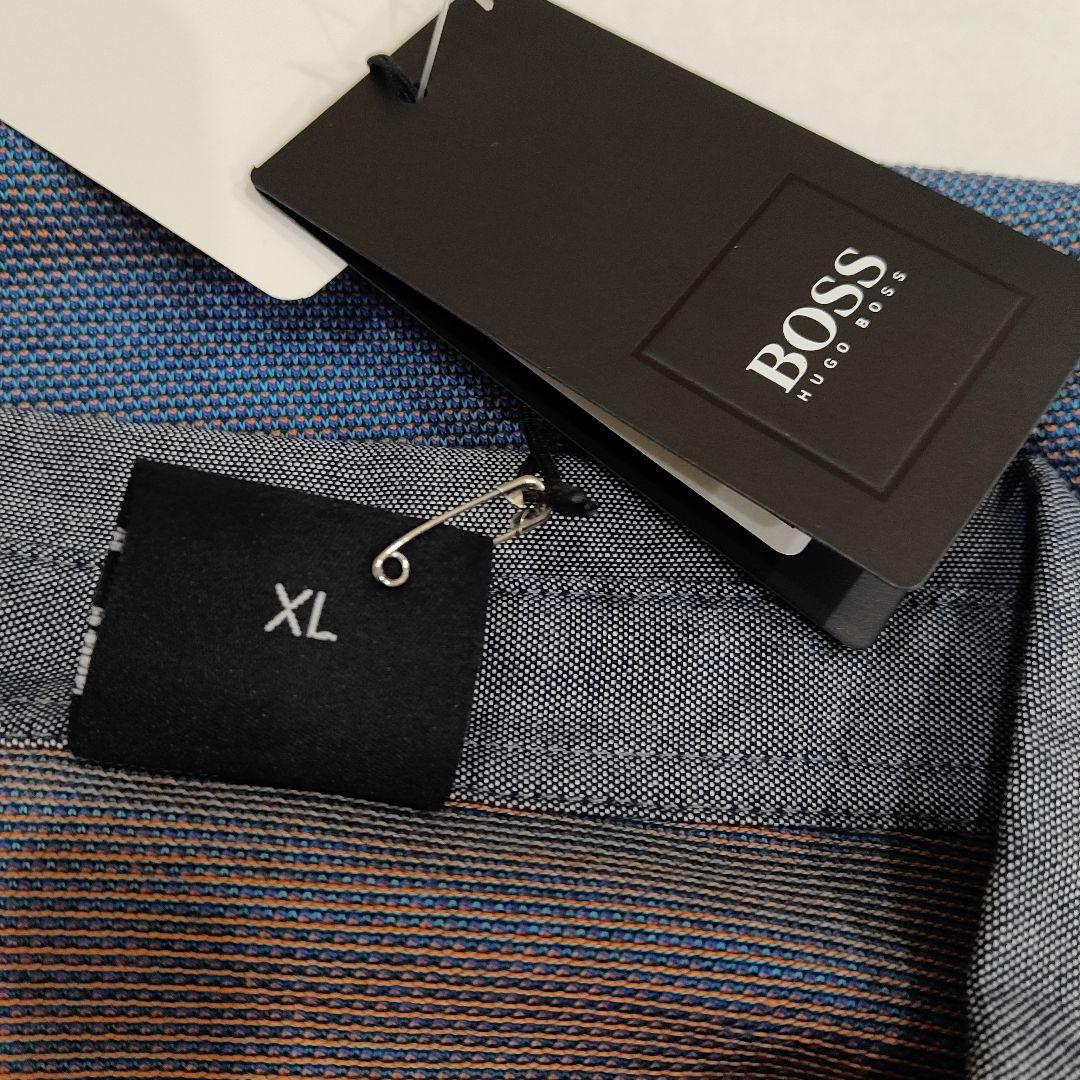 新品未使用タグ付 HUGO BOSS ポロシャツ ブルー/オレンジ色調交差