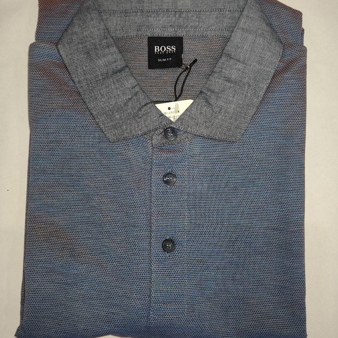 新品未使用タグ付 HUGO BOSS ポロシャツ ブルー/オレンジ色調交差