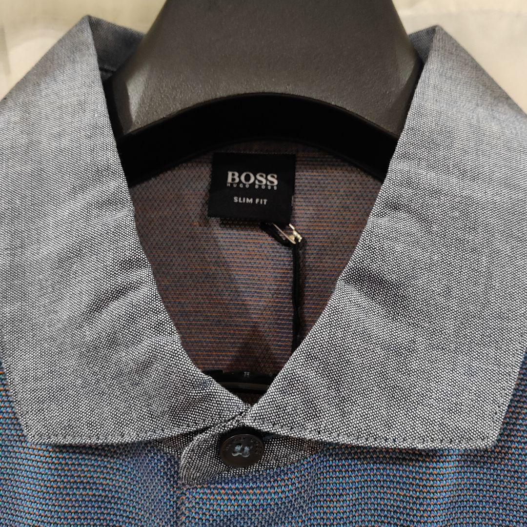 新品未使用タグ付 HUGO BOSS ポロシャツ ブルー/オレンジ色調交差