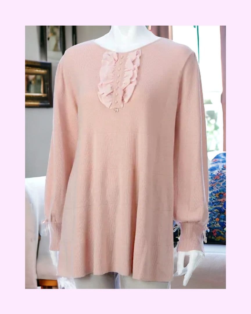 新品未使用！Super Beauty 胸元フリルデザインチュニックセーター