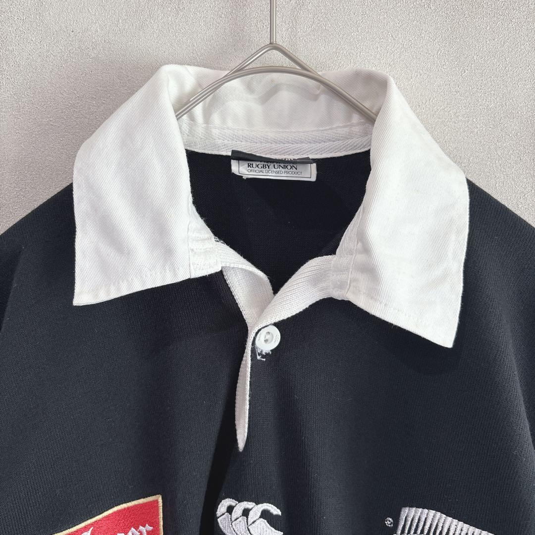 【希少】90s カンタベリー　ALL BLACKS ラガー シャツ S ブラック