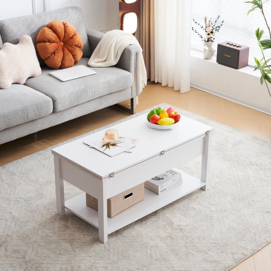 木製昇降テーブルリフティングテーブルおしゃれ収納付きスチールローテーブルシンプル