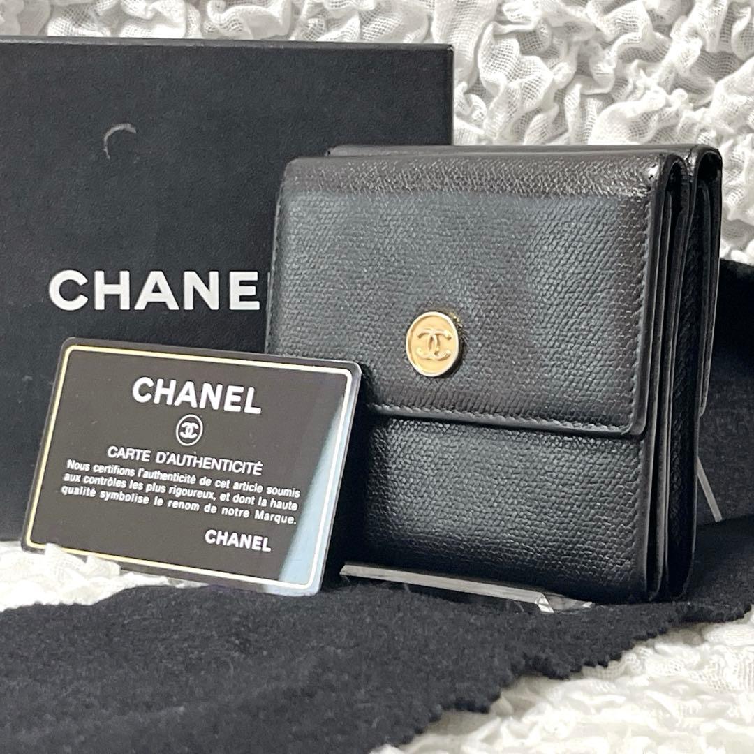 美品✨CHANEL シャネル　Wホック　財布 ココボタン　コンパクト　ウォレット